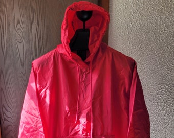 Vintage Mens Gap Red Anorak Windbreaker Jacket Hoodie Sz L Pullover