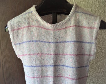 Vintage Womens Sweater Silk Angora Ramie Blend Stripe Sz M Francor Korea