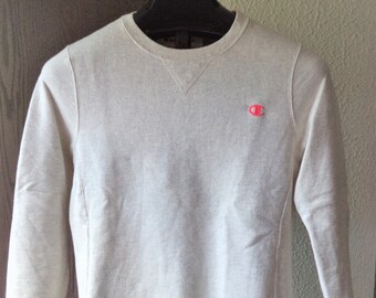 Vintage Champion Eco Sweatshirt Authentic Sz M Fleece Pullover Gray Orange