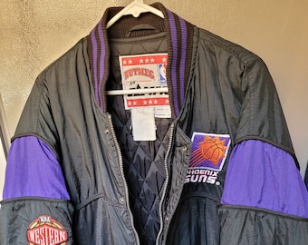 Vintage Mens Phoenix Suns Campri 90s Nutmeg Jacket Coat Sz L NBA Black