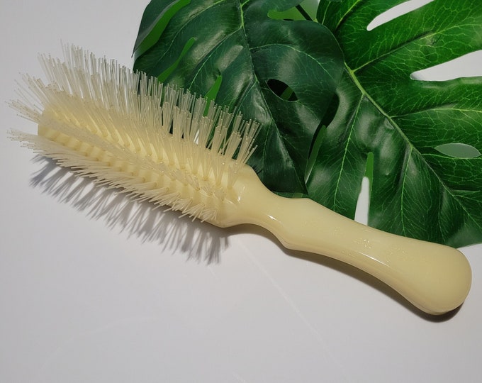 Vintage Stanley Lady Catherine Hairbrush All Nylon 5 Row Bristles Ivory
