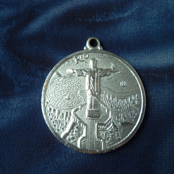Vintage Rio Brasil Pendant Alfano R J Silver Tone Rare Christian Jewelry