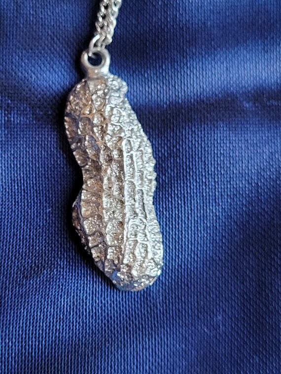 Vintage Peanut Necklace Silver Tone Pendant Jewel… - image 3