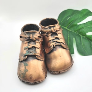 Vintage Pair Copper Bronze Baby Booties Shoes 50&#39;s Collectible