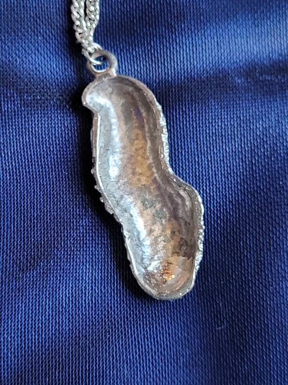 Vintage Peanut Necklace Silver Tone Pendant Jewel… - image 4