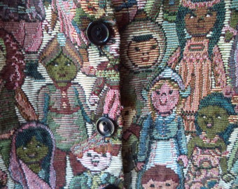 Vintage Womens Tapestry Vest Children of the World No Tag VGC