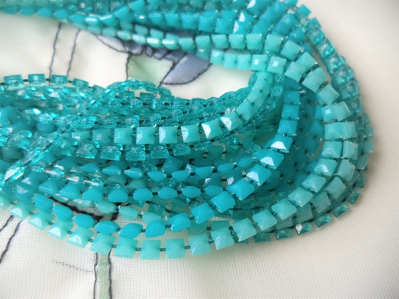 Vintage 22 Strand Necklace Art Deco Square Beads … - image 3