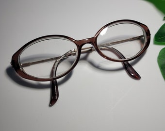 Vintage Catherine Deneuve Eyeglass Frames Brown Oval 50 15 135 Metal Stems