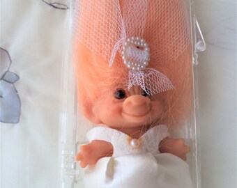 NIB Vintage Dam Things Originals Bride Troll Doll Amber Eyes 1964 - 1965 Royalty Designs of Florida New in Plastic Box