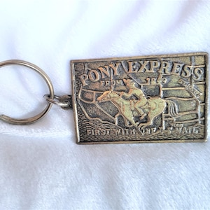 Vintage Buckler Pony Express Keychain 1978 Solid Brass Israel HTF Rare