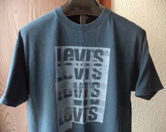 Vintage Levis T-Shirt Navy Blue Sz XL 100% Cotton Short Sleeve Crew Neck