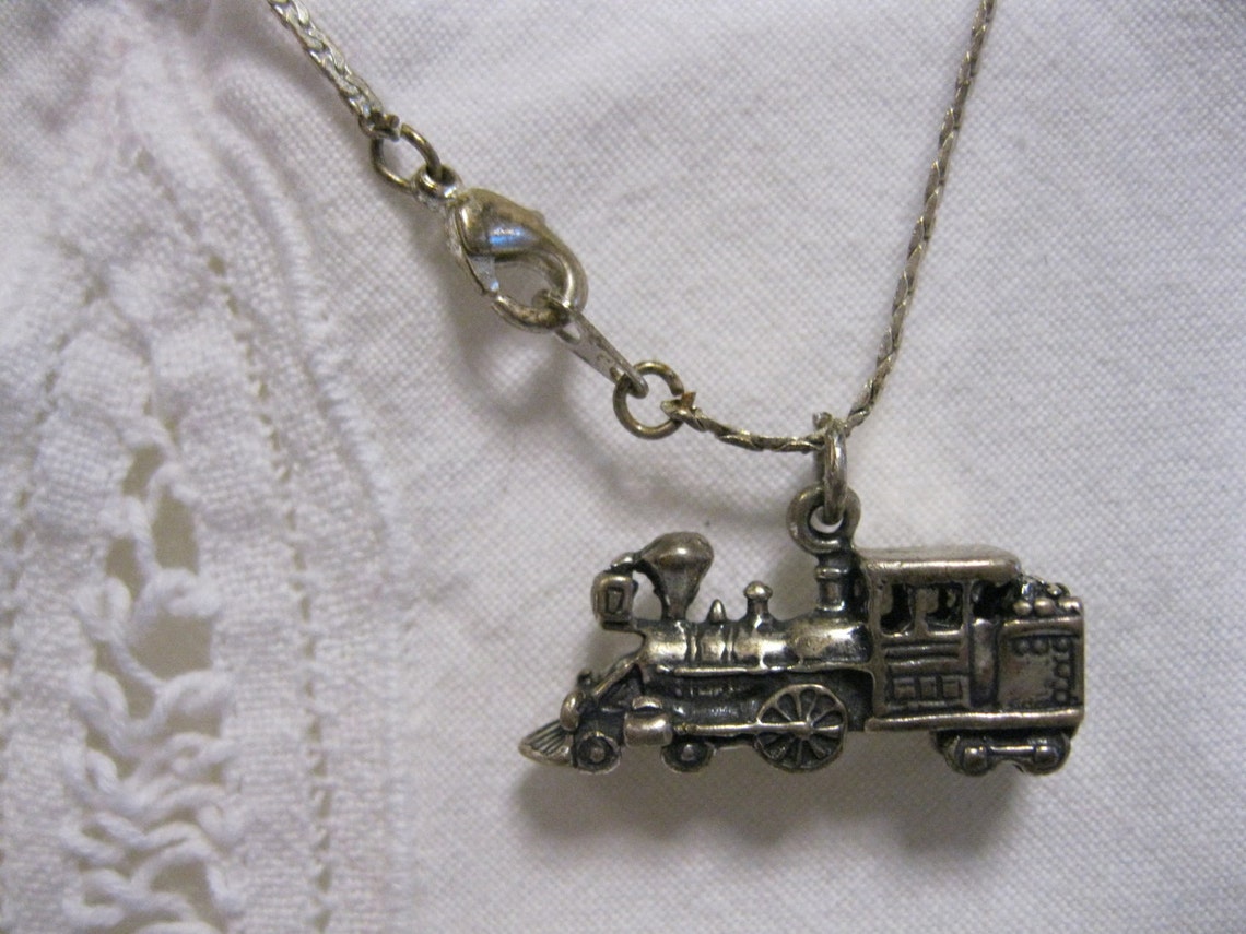 Vintage Sterling Silver Train Necklace Steam Engine Etsy