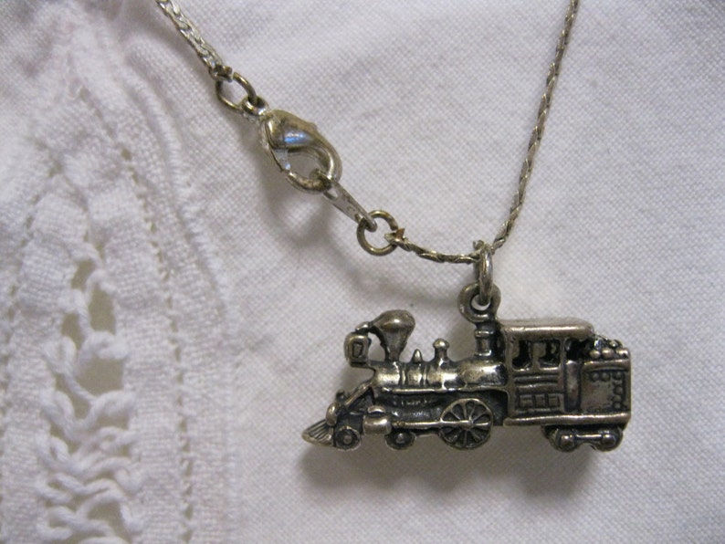 Vintage Sterling Silver Train Necklace Steam Engine Etsy