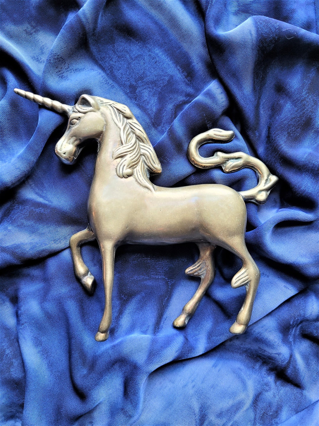 Vintage Solid Brass Unicorn Collectible Medieval Figurine Etsy