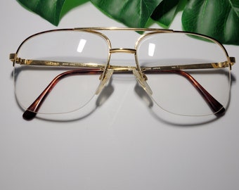 Vintage Mens Tura Aviator Eyeglasses Frames Tortoise Shell Stems Mod 442 Half Rim Japan 58 16 145 Gold Tone