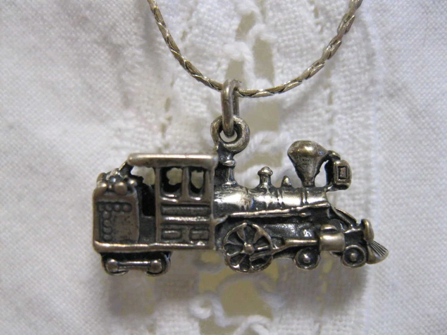 Vintage Sterling Silver Train Necklace Steam Engine Etsy