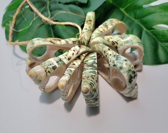 Vintage Seashell Napkin Rings Set of 8 Mother of Pearl Conch Shell Nautical