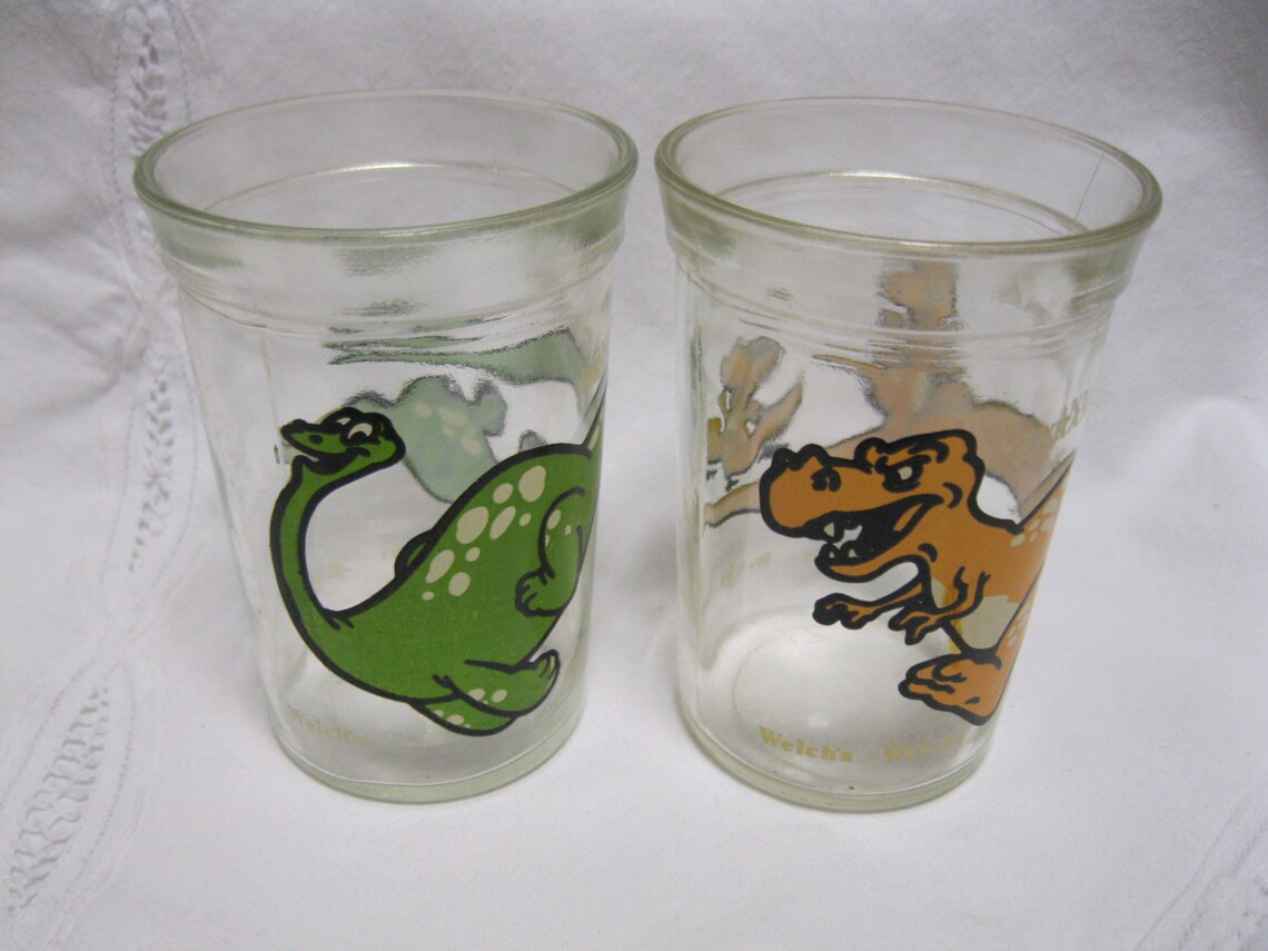 Vintage Welchs Dinosaur Glasses Jelly Juice Drinking 80s Set Etsy