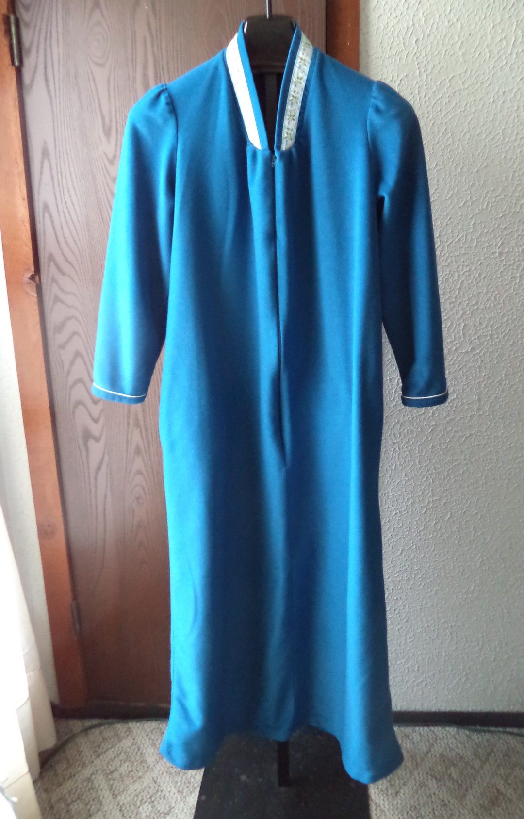 Vintage Womens Sears Carriage Court Robe Sz Small 810 Teal Long Half