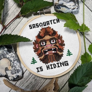 Sasquatch Cross Stitch Pattern PDF - Bigfoot Halloween Horror Modern Cross Stitch Pattern Sampler - Instant Download Cross Stitch PDF