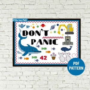Don&#39;t Panic Cross Stitch Pattern PDF -   Modern Cross Stitch - Instant Download - Needlework - Craft Pattern