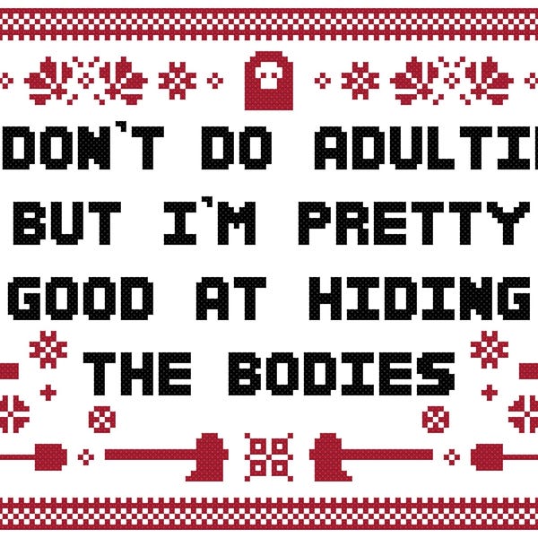 Hiding Bodies Cross Stitch Pattern: Halloween Horror Sampler (PDF)