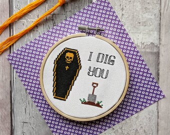 I Dig You Horror Cross Stitch Pattern PDF - Modern Cross Stitch Sampler - Instant Download