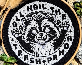 Racoon Cross Stitch Pattern: All Hail The Trash Panda (Digital PDF)