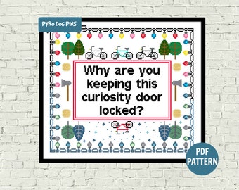 Cross Stitch Curiosity Door Pattern PDF -Stranger Things Modern Cross Stitch Sampler - Instant Download