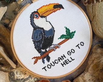Tukan Go To Hell Kreuzstich-Muster - Moderner Rude Bird (PDF Download)