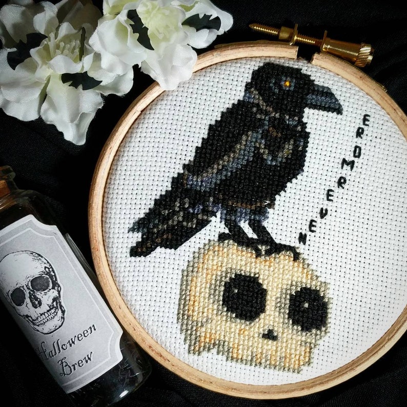 Nevermore Raven Gothic Cross Stitch Pattern Edgar Allen Poe - Etsy