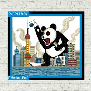 Pandamonium Giant Panda  Cross Stitch Pattern, Modern Cross Stitch Pattern Sampler INSTANT DOWNLOAD / PDF