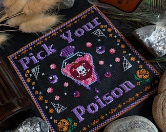 Pick Your Poison - Halloween Horror - Modern Cross Stitch Pattern DIY