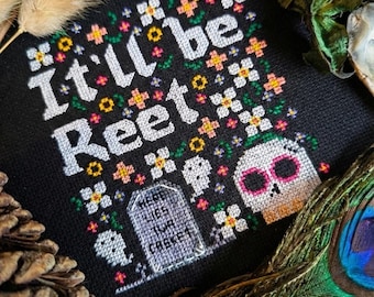Spooky Yorkshire Reet Quote Cross Stitch Kit – Modern Gothic DIY Craft