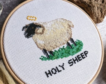 Holy Sheep Cross Stitch Pattern: Rude Animal Sampler (PDF Download)