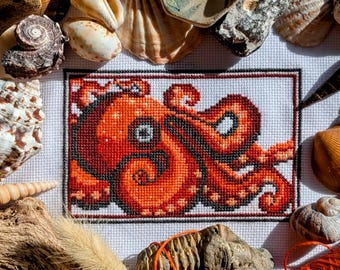 Kraken - Octopus in the Ocean - Modern Cross Stitch Kit DIY