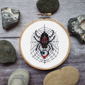 Spider Cross Stitch Pattern PDF - Mini Halloween Cross Stitch - Instant Download