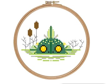 Lagoon Creature Cross Stitch Pattern - Halloween Horror Modern Cross Stitch Pattern - Instant Download PDF