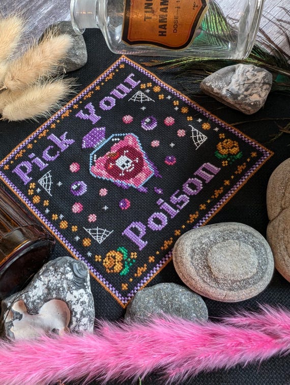 Pick Your Poison - Halloween Horror - Modern Cross Stitch Kit DIY