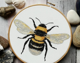 Bee Cross Stitch Pattern: Modern Sampler (PDF Pattern)