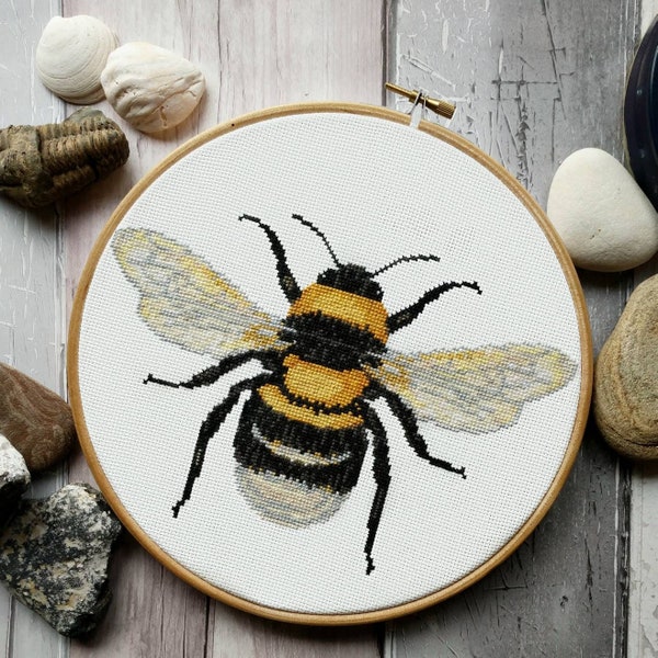 Bee Cross Stitch Pattern PDF - Modern Cross Stitch Sampler - Instant Download Digital Pattern