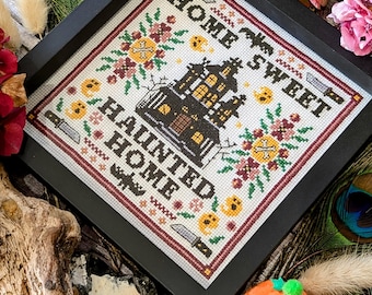 Home Sweet Haunted Home - Halloween Horror - Modern Cross Stitch Pattern Sampler - Instant Download PDF