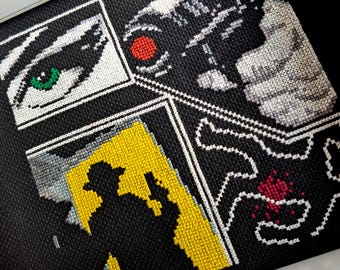 Noir Murder Mystery Cross Stitch Pattern – Halloween Horror Sampler (PDF Pattern)