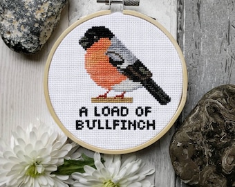 A Load of Bullfinch Cross Stitch Pattern PDF - Modern Cross Stitch Sampler - Instant Download