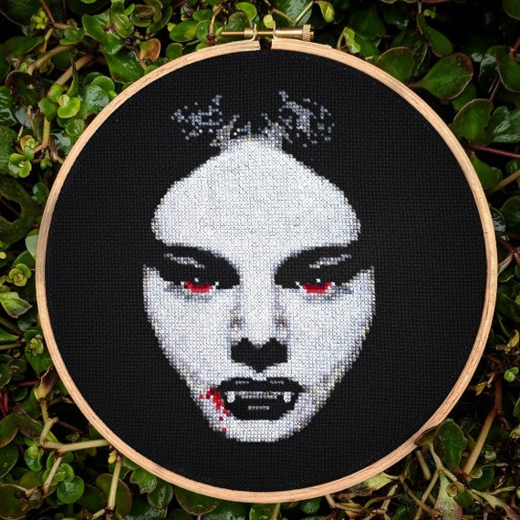 Vampire Cross Stitch Pattern PDF Modern Gothic Cross Stitch Etsy