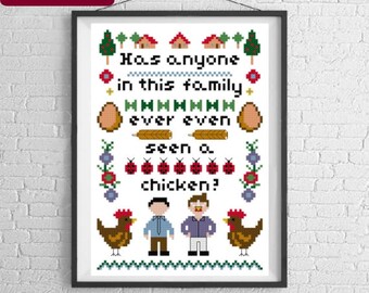 Arrested Development Cross Stitch Pattern PDF, 'Chicken' Modern Cross Stitch Sampler - Instant Download Pattern