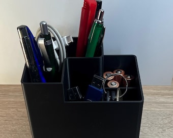 Desk organizer - 3D-printed from PLA - for cables, pens, accessories | with & without interior dividers | 3 colors