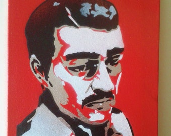 Jesus Malverde painting stencil art spray paint art canvas wall art religion Mexico folk  generous bandit angel of poor narco-saint Sinaloa