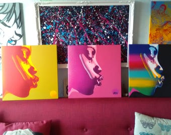 Pop art square african woman paintings kiss series stencils spray paints square  canvas afro rainbow handmade urban graffiti pleasure home