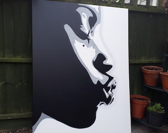 Kiss series 1, stencil art painting afro  American African pop art Black white abstract graffiti woman street art canvas living urban art